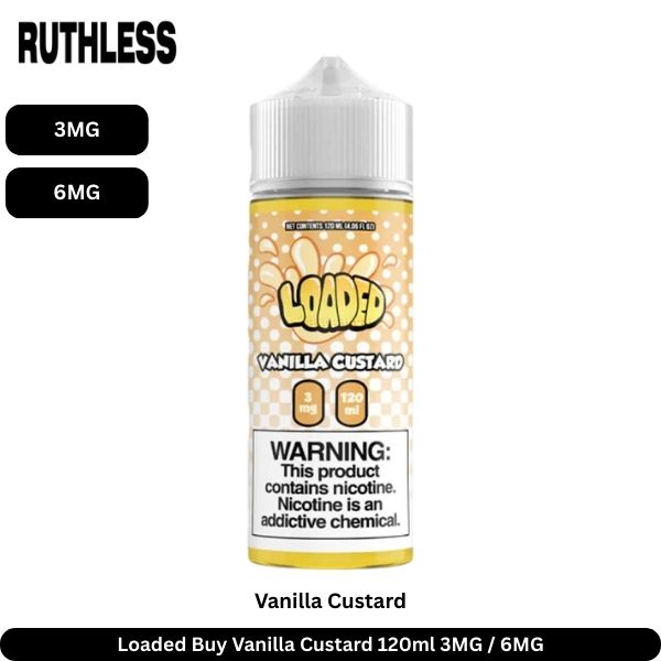 Loaded Buy Vanilla Custard 120ml 3MG / 6MG 1 Loaded Buy Vanilla Custard 120ml 3MG 6MG