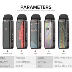 Vaporesso luxe pm40 Pod Kit Best Authentic Buy Uae Vape Club LUXE PM40 Mod 2 x LUXE PM40 Cartridge 1 GTX 0.6Ω Coil 1 GTX 0.8Ω Coil 1 Type-C USB Cable 1 User Manual 1 Warranty Card