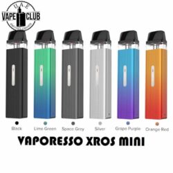 Vaporesso Xros Mini Kit UAE Vape Shop Best Xros Vape 11W/16W Contents: Vaoresso XROS Mini Type-C USB Cable Vaporesso XROS Series 1.2Ω POD (2ml) User Manual