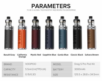 VOOPOO Drag S Pro Pod Kit 3000mAh Best Vape Buy Uae Vape Club Packing list: power 5-80W TPP X Pod TPP-DM1, 0.15Ω Coil TPP-DM4 0.3Ω Coil Type-C Cable User Manual
