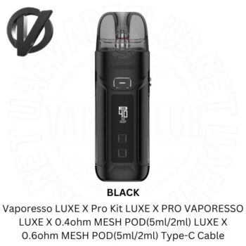 Vaporesso Luxe X Pro 40W Pod Mod Vaporesso LUXE X Pro Kit PACKAGE LIST VAPORESSO LUXE X 0.4Ω MESH POD LUXE X 0.6Ω MESH POD(5ml/2ml) Type-C Cable Reminder Card Buy Best Price Online Vape Shop In Dubai Uaevapeclub.net