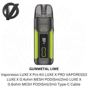 Vaporesso Luxe X Pro 40W Pod Mod Vaporesso LUXE X Pro Kit PACKAGE LIST VAPORESSO LUXE X 0.4Ω MESH POD LUXE X 0.6Ω MESH POD(5ml/2ml) Type-C Cable Reminder Card Buy Best Price Online Vape Shop In Dubai Uaevapeclub.net