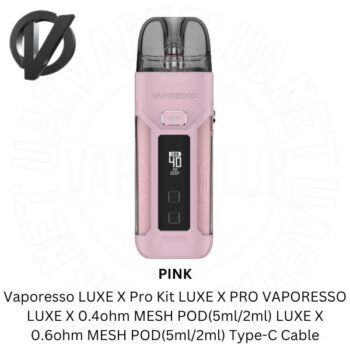 Vaporesso Luxe X Pro 40W Pod Mod Vaporesso LUXE X Pro Kit PACKAGE LIST VAPORESSO LUXE X 0.4Ω MESH POD LUXE X 0.6Ω MESH POD(5ml/2ml) Type-C Cable Reminder Card Buy Best Price Online Vape Shop In Dubai Uaevapeclub.net