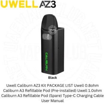 The Uwell Caliburn AZ3 Pod Kit family of pod Vaping Systems. The Uwell AZ3 Vape Kit is compatible with the full range of A3, A3S, and AK3 built-in coil pods Buy Best Price Online Vape Shop In Dubai Uaevapeclub.net