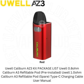 The Uwell Caliburn AZ3 Pod Kit family of pod Vaping Systems. The Uwell AZ3 Vape Kit is compatible with the full range of A3, A3S, and AK3 built-in coil pods Buy Best Price Online Vape Shop In Dubai Uaevapeclub.net