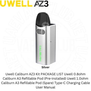 The Uwell Caliburn AZ3 Pod Kit family of pod Vaping Systems. The Uwell AZ3 Vape Kit is compatible with the full range of A3, A3S, and AK3 built-in coil pods Buy Best Price Online Vape Shop In Dubai Uaevapeclub.net