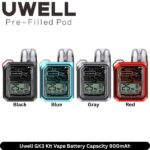 Uwell GK3 Kit Vape Battery Capacity 900mAh
