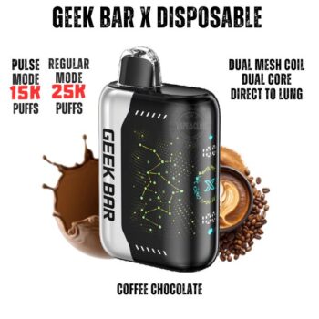 Geek Bar Pulse X 25000 Puffs Device 18ml Disposable Kits Nicotine 5.0% Battery 700mAh USB Type-C Puff Count: Regular Mode 25000+ Puffs / Pulse Mode 15000+ Puffs Buy Best Online Vape Shop In Dubai Aevapeclub.net