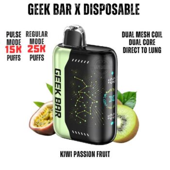 Geek Bar Pulse X 25000 Puffs Device 18ml Disposable Kits Nicotine 5.0% Battery 700mAh USB Type-C Puff Count: Regular Mode 25000+ Puffs / Pulse Mode 15000+ Puffs Buy Best Online Vape Shop In Dubai Aevapeclub.net