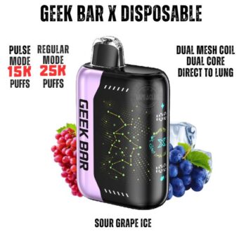 Geek Bar Pulse X 25000 Puffs Device 18ml Disposable Kits Nicotine 5.0% Battery 700mAh USB Type-C Puff Count: Regular Mode 25000+ Puffs / Pulse Mode 15000+ Puffs Buy Best Online Vape Shop In Dubai Aevapeclub.net