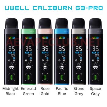 Best Vape Kits Uwell Caliburn G3 Pro Device CALIBURN G3 Pod System Refillable 2ml Pod Caliburn G3 0.4 Ohm Coil Caliburn G3 0.9 Ohm Coil USB-C Cable Buy Best Online Vape Shop In Dubai Aevapeclub.net