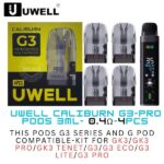Uwell Caliburn G3 Replacement Pod Compatible For Caliburn G3 Pro Pod Kit, Caliburn GK3 Kit, Caliburn GK3 Tenet Kit, Caliburn G3 ECO/Lite/Pro Kit/ G3 PRO Kit Buy Best Online Vape Shop In Dubai Aevapeclub.net