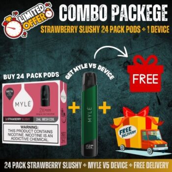 24 Pack Strawberry Slushy + Myle v5 Device Jet Black