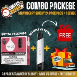 24 Pack Strawberry Slushy + Myle V5 Device Jet Black