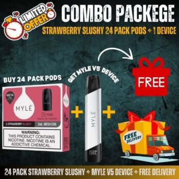 24 Pack Strawberry Slushy + Myle V5 Device Jet Black