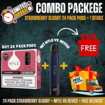24 Pack Strawberry Slushy + Myle v5 Device Jet Black