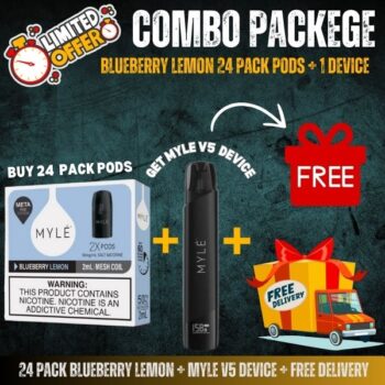 24 Pack Blueberry Lemon + Myle V5 Device Elite White