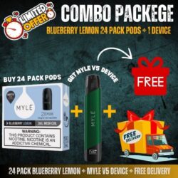 24 Pack Blueberry Lemon + Myle V5 Device Elite White