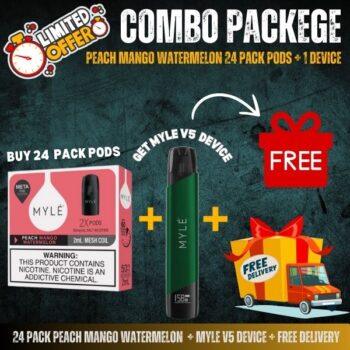 24 Pack Peach Mango Watermelon + Myle V5 Device