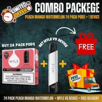 24 Pack Peach Mango Watermelon + Myle V5 Device