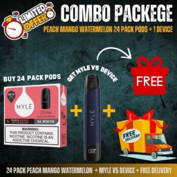 24 Pack Peach Mango Watermelon + Myle V5 Device