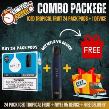 24 Pack Iced Tropical Fruit + Myle V5 Device + Free Delivery