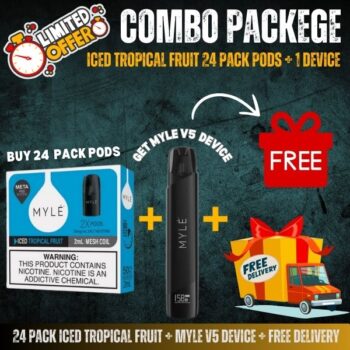 24 Pack Iced Tropical Fruit + Myle V5 Device + Free Delivery