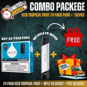 24 Pack Iced Tropical Fruit + Myle V5 Device