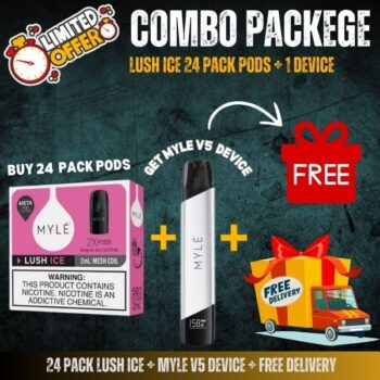 24 Pack Iced Lush Ice + Myle V5 Device