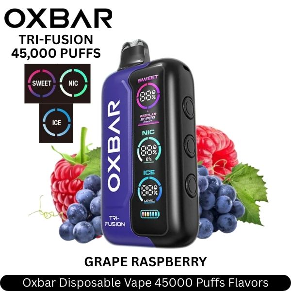 Oxbar Disposable Vape 45000 Puffs Grape Raspberry Flavors