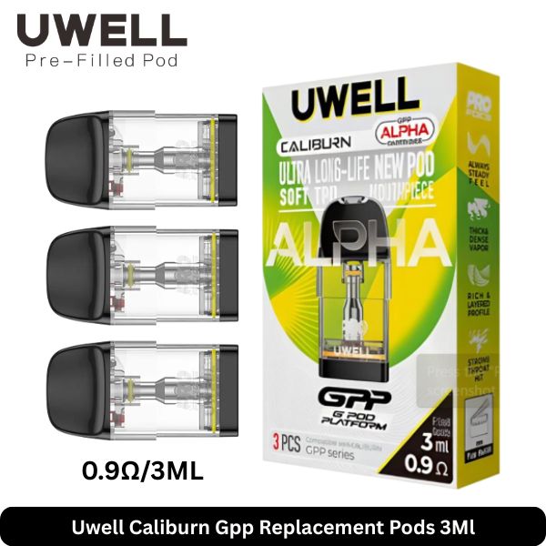 Uwell Caliburn Gpp Replacement Pods 3Ml 0.9Ω 3ML
