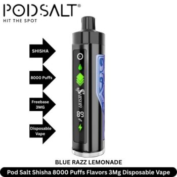 Pod Salt Shisha 8000 Puffs Flavors Blue Razz Lemonade