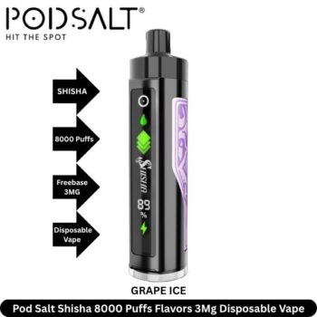 Pod Salt Shisha 8000 Puffs Flavors Grape Ice