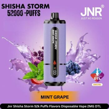 Jnr Shisha Storm 52k Puffs Flavors Mint Grape