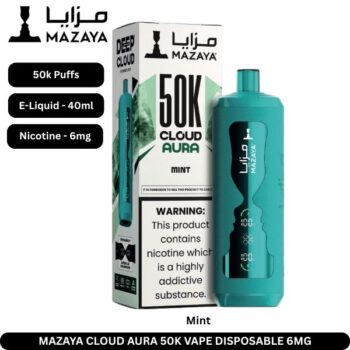 Mazaya Cloud Aura 50k Vape Disposable Mint 6mgMazaya Cloud Aura 50k Vape Disposable Mint 6mg