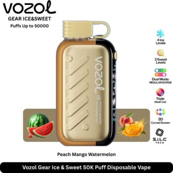 Vozol Gear Ice & Sweet 50K Puff Peach Mango Watermelon Disposable Vape