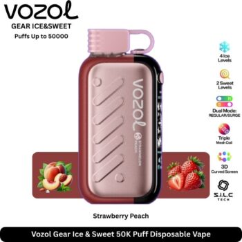 Vozol Gear Ice & Sweet 50K Puff Strawberry Peach Disposable Vape