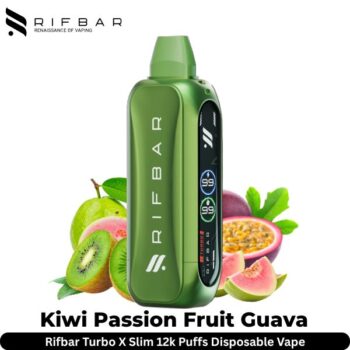 Rifbar Turbo X Slim 12k Puffs Kiwi Passion Fruit Guava Disposable Vape